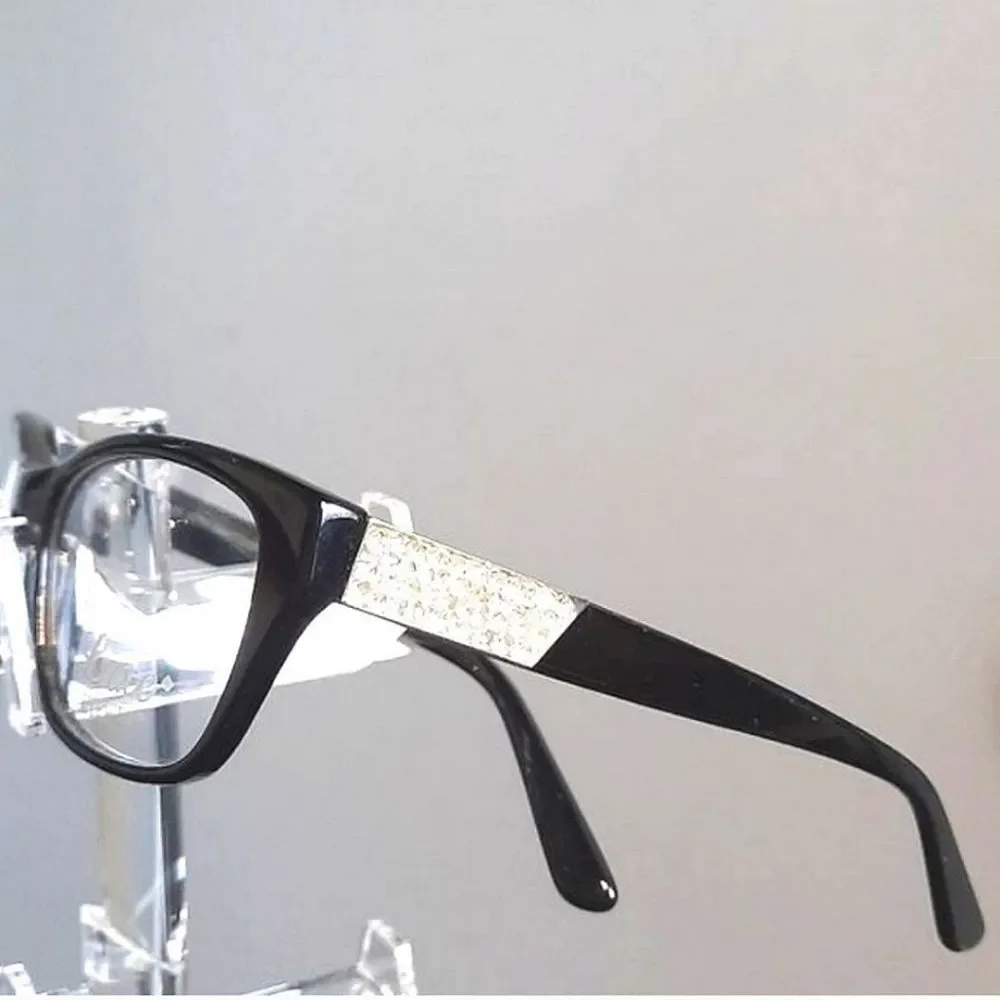Black Women’s Fashion Eyeglasses with Crystal Accent